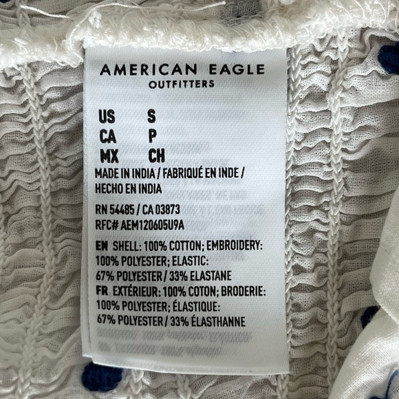 American Eagle Cropped Short Sleeve Front Tie Shirt Polkadot Size Small - Picture 10 of 13